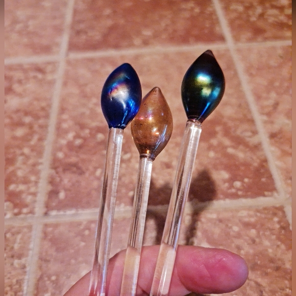 Pier 1 Vintage Collectible Swizzle Sticks Blown Glass Set/3 EUC - Picture 3 of 3